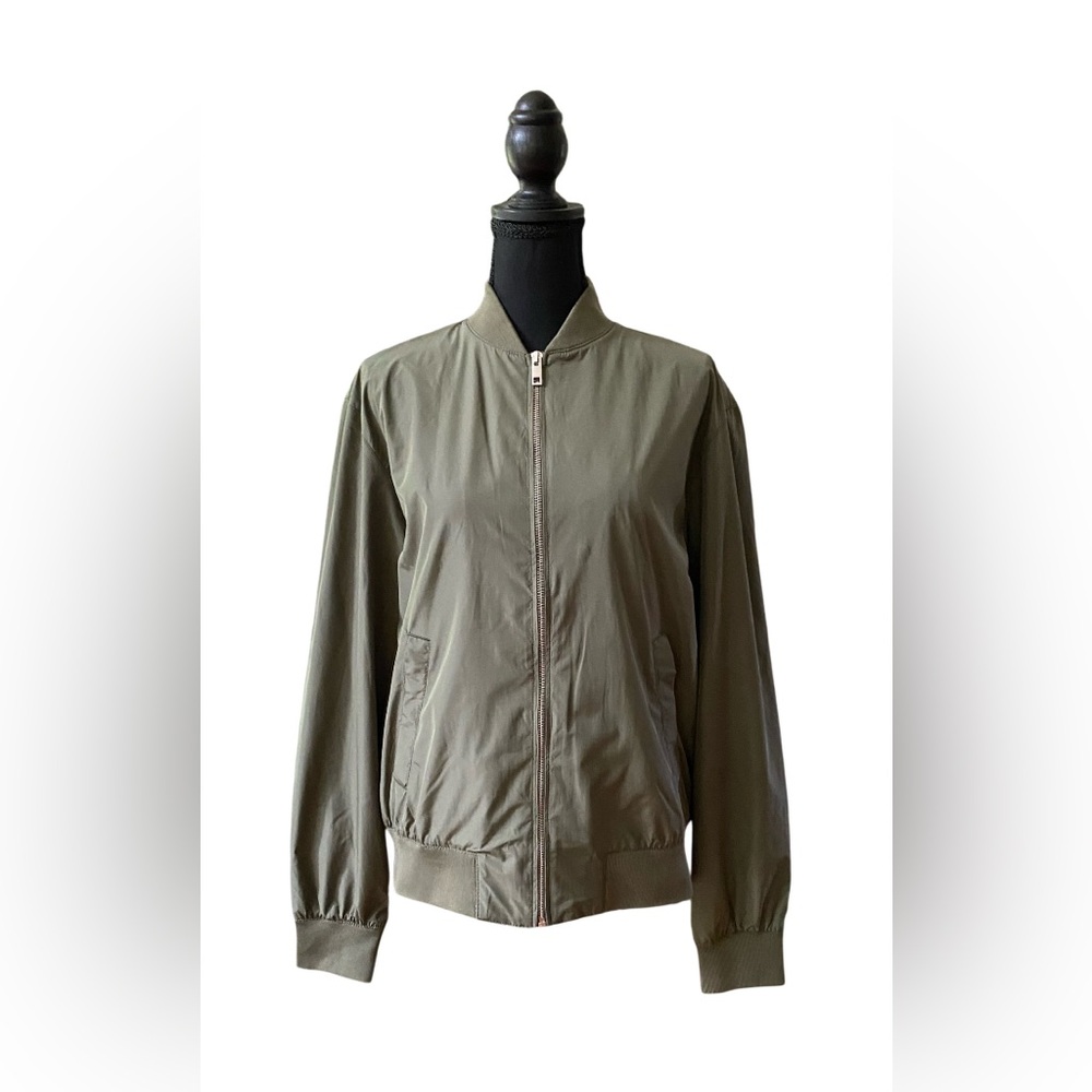 H&M: Olive Green Zip-Up Bomber Style Jacket